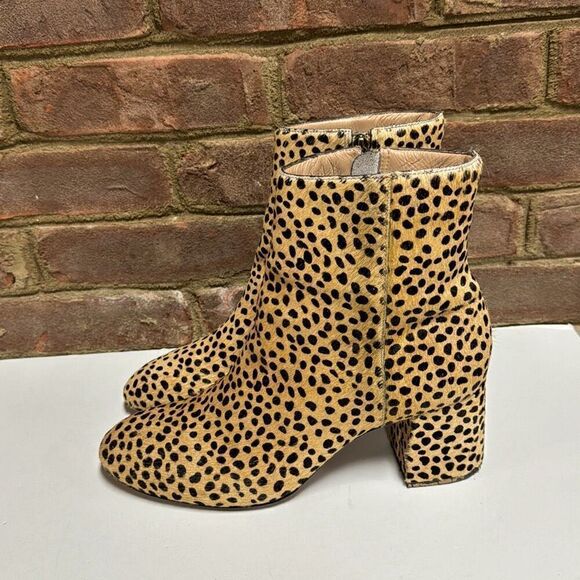 Able Cheetah Dot Celina Leather Skin Ankle Bootie Size 10 - Picture 4 of 10